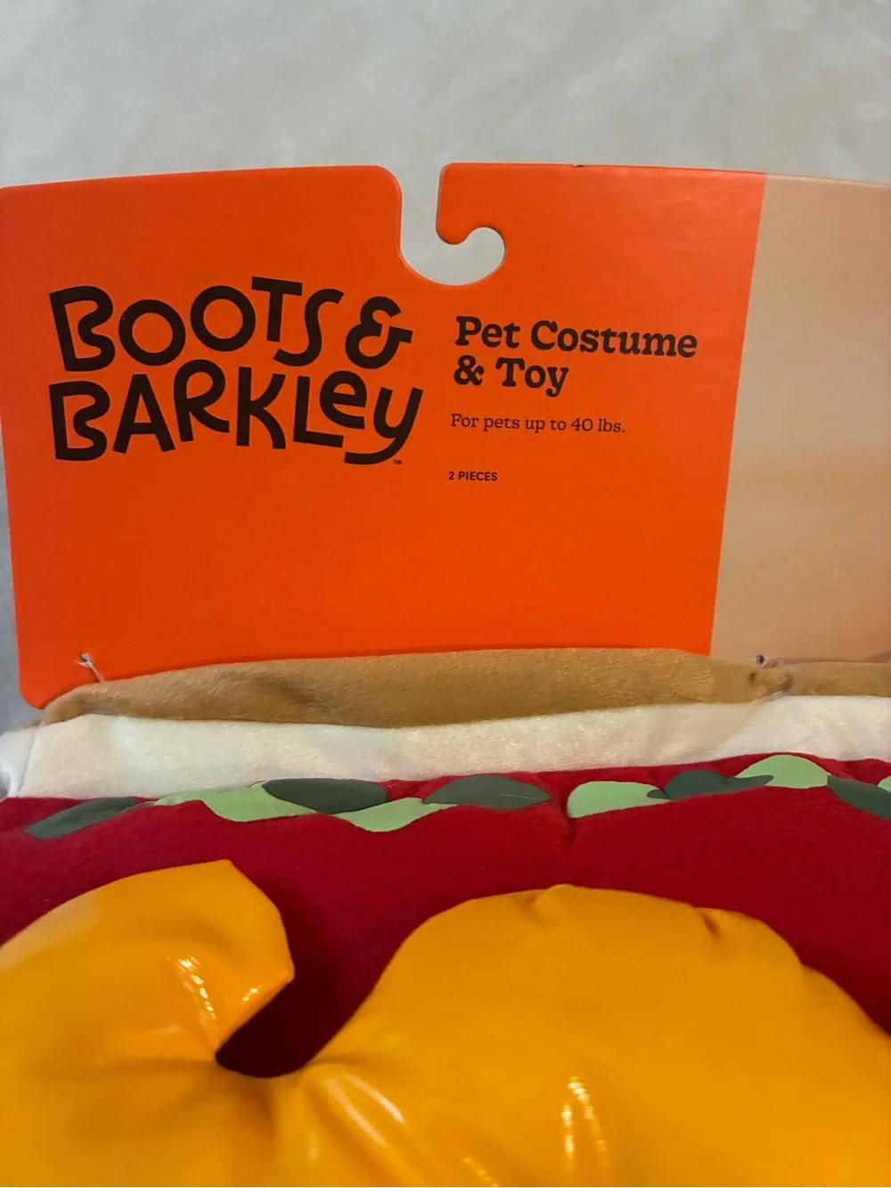 Boots & Barkley Red and Yellow Hot Dog Costume with Tan Bun